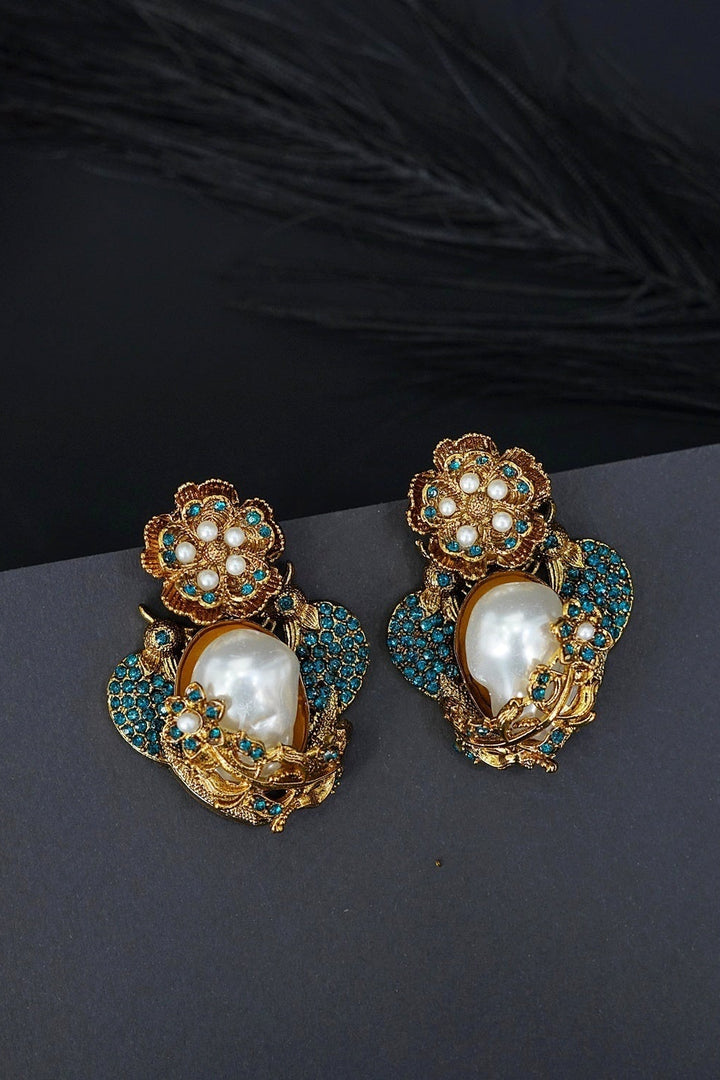 Turkish Vintage Pearl Filigree Earrings - RS ZEVARS