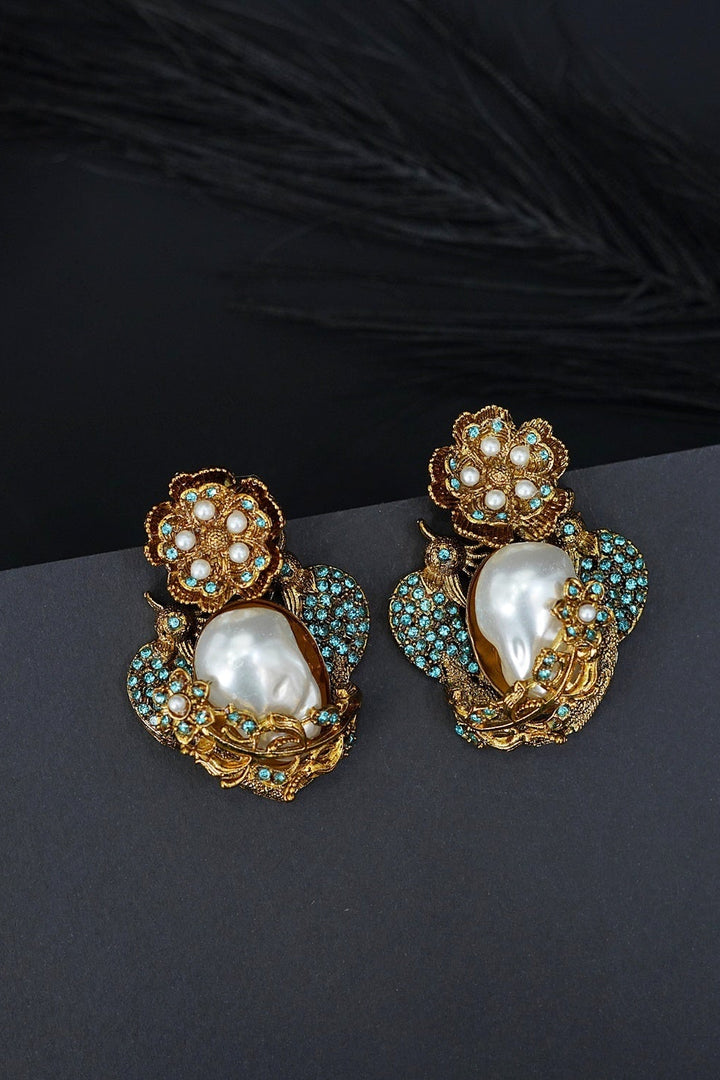 Turkish Vintage Pearl Filigree Earrings - RS ZEVARS