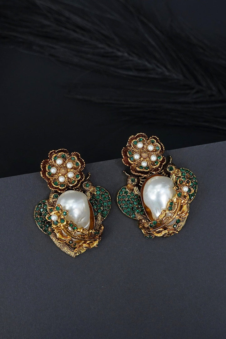 Turkish Vintage Pearl Filigree Earrings - RS ZEVARS