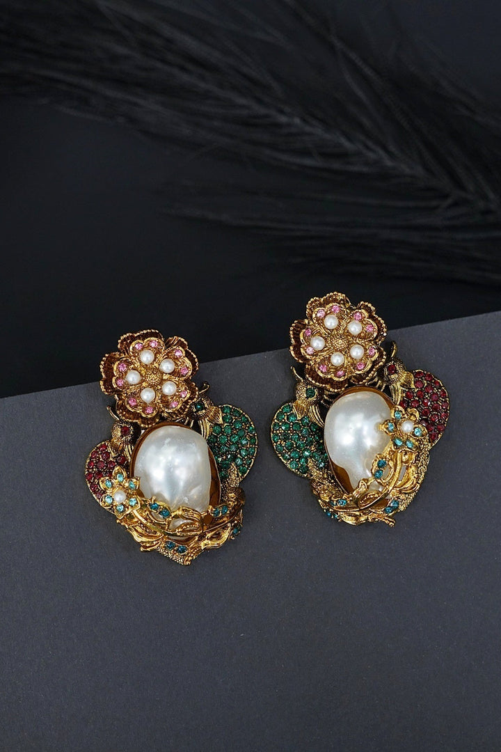 Turkish Vintage Pearl Filigree Earrings - RS ZEVARS
