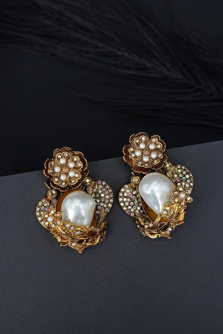 Turkish Vintage Pearl Filigree Earrings - RS ZEVARS
