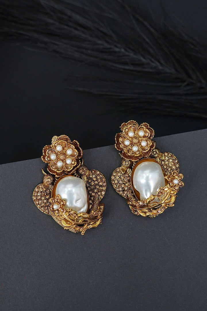 Turkish Vintage Pearl Filigree Earrings - RS ZEVARS