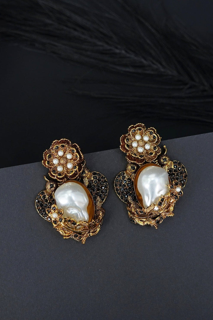 Turkish Vintage Pearl Filigree Earrings - RS ZEVARS