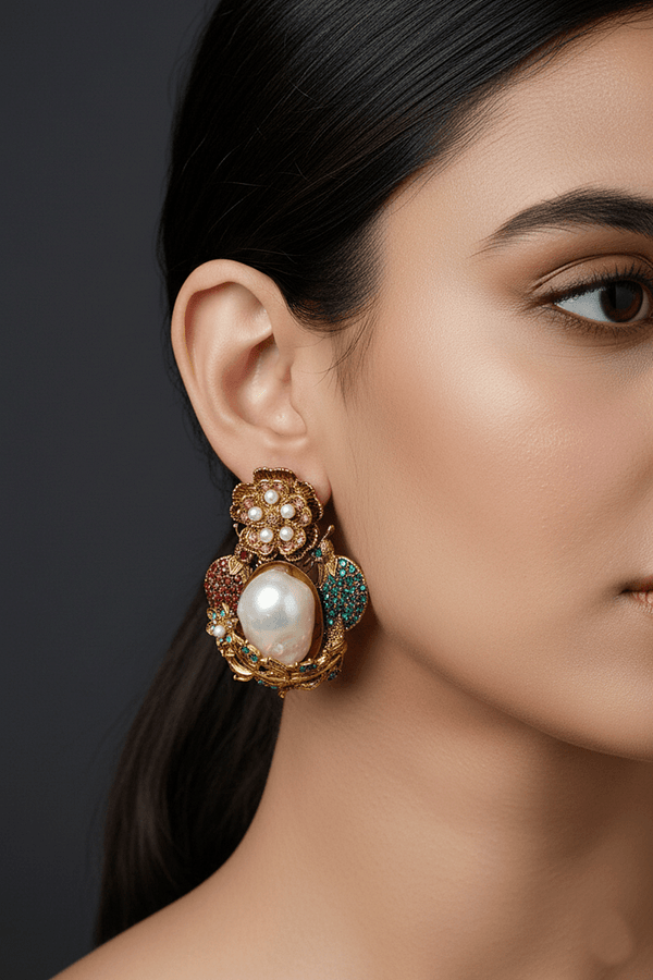 Turkish Vintage Pearl Filigree Earrings - RS ZEVARS