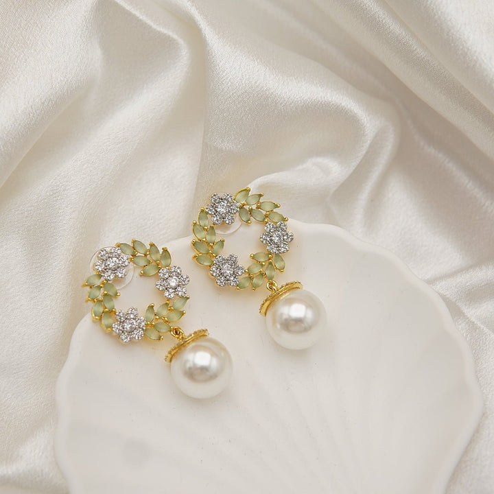 Two - Tone Cubic Zirconia Studded Earrings - RS ZEVARS