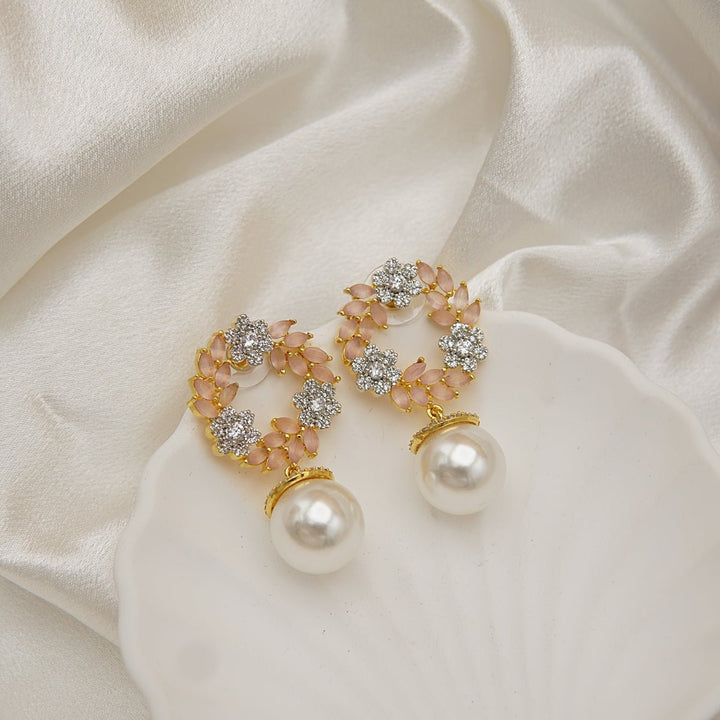 Two - Tone Cubic Zirconia Studded Earrings - RS ZEVARS