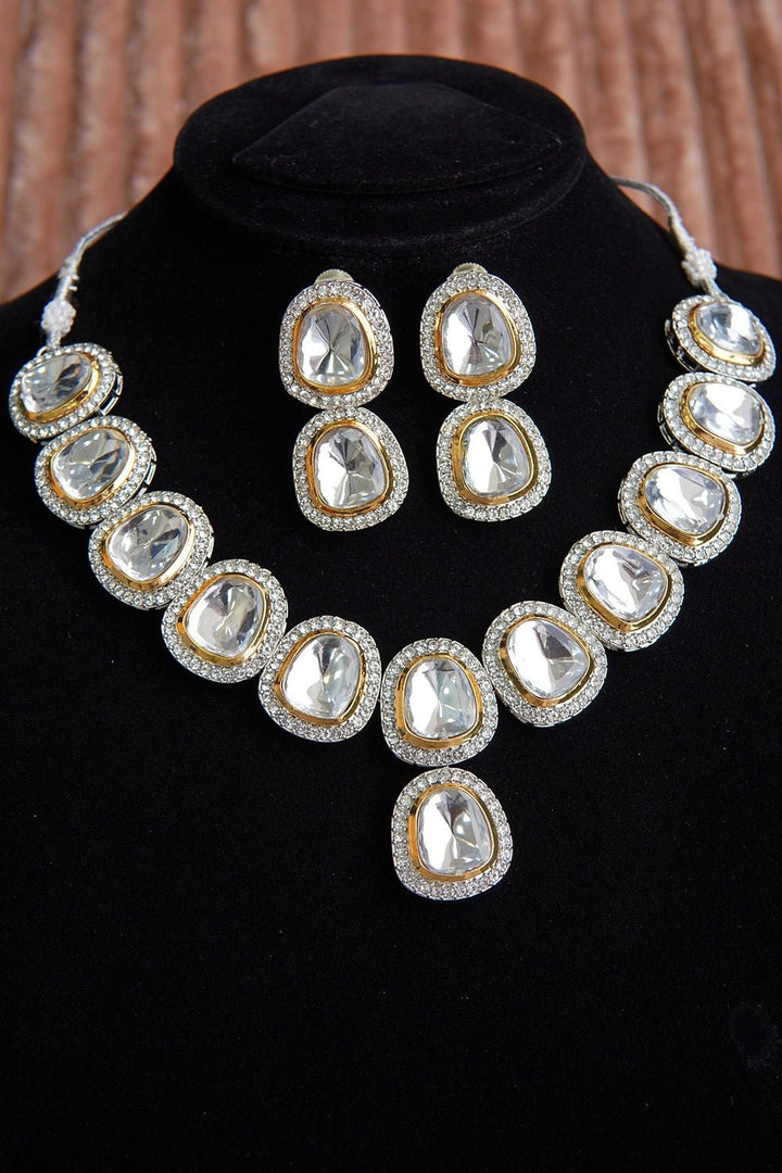 Two - Tone kundan Necklace Set - RS ZEVARS