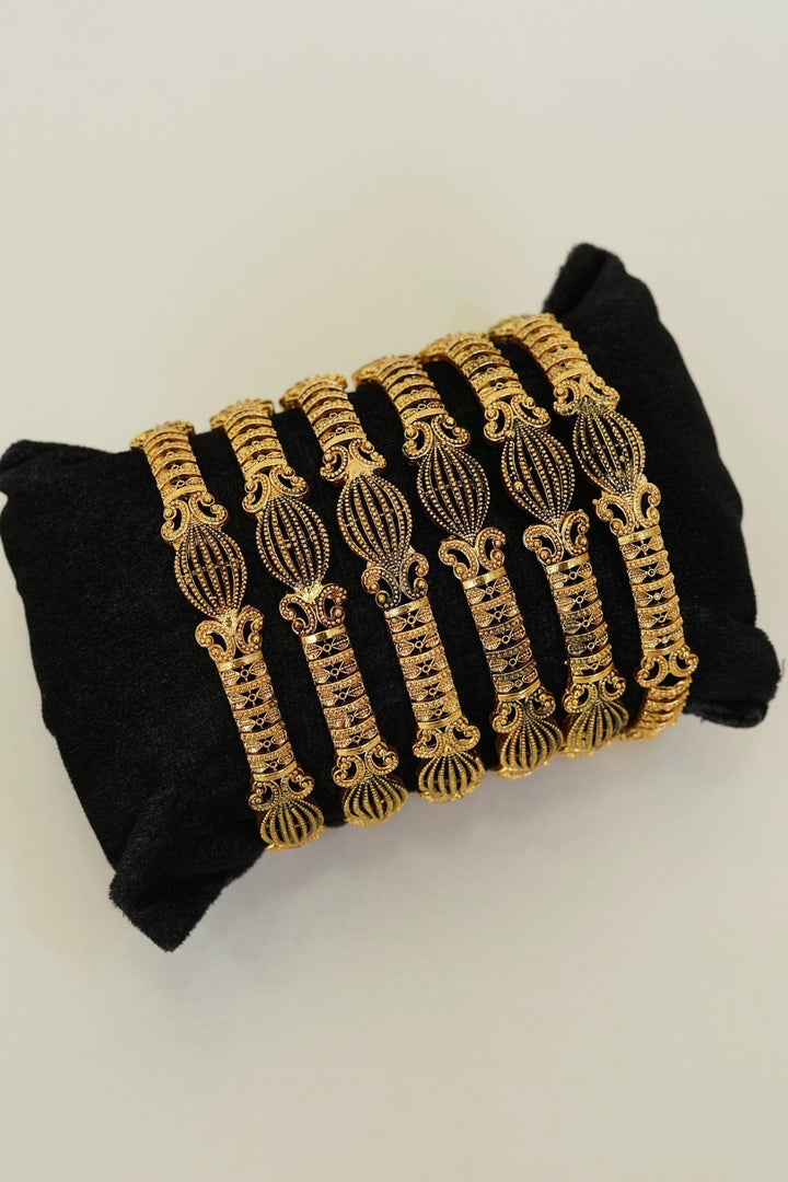 Vintage Turkish Carved 6 Pcs Bangles - RS ZEVARS