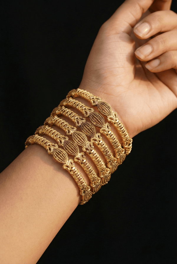 Vintage Turkish Carved 6 Pcs Bangles - RS ZEVARS