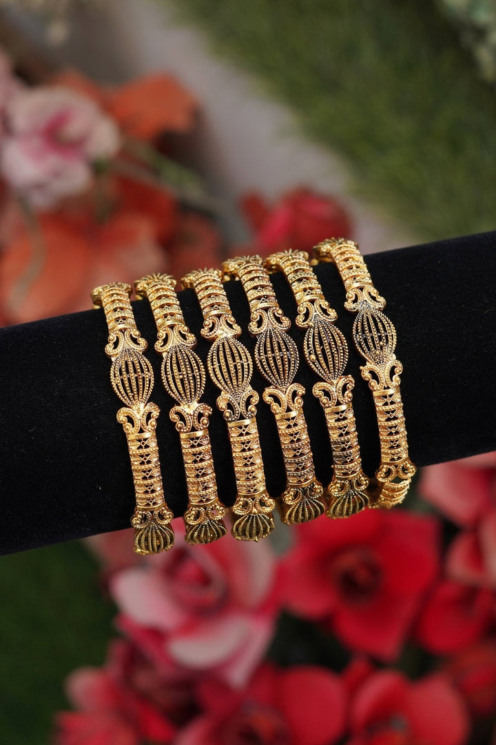Vintage Turkish Carved 6 Pcs Bangles - RS ZEVARS