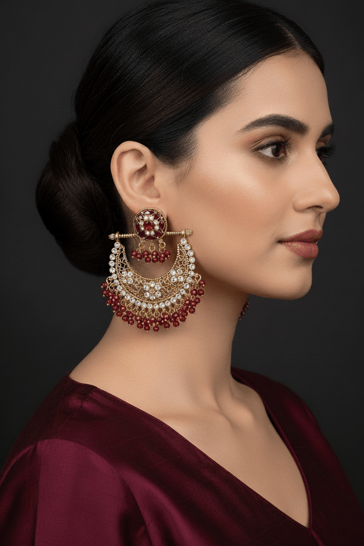 Zeenat Crescent Bali Earrings - RS ZEVARS