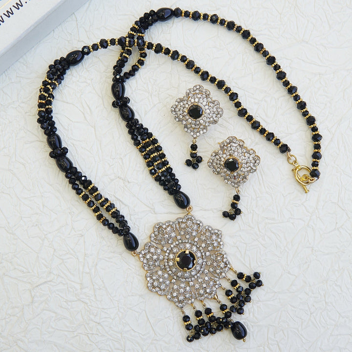 Zirconia Gold N Rhodium Pendant Mala - RS ZEVARS