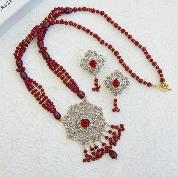 Zirconia Gold N Rhodium Pendant Mala - RS ZEVARS