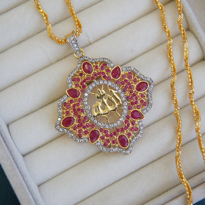 Zirconia Gold Plated Calligraphy Pendant - RS ZEVARS