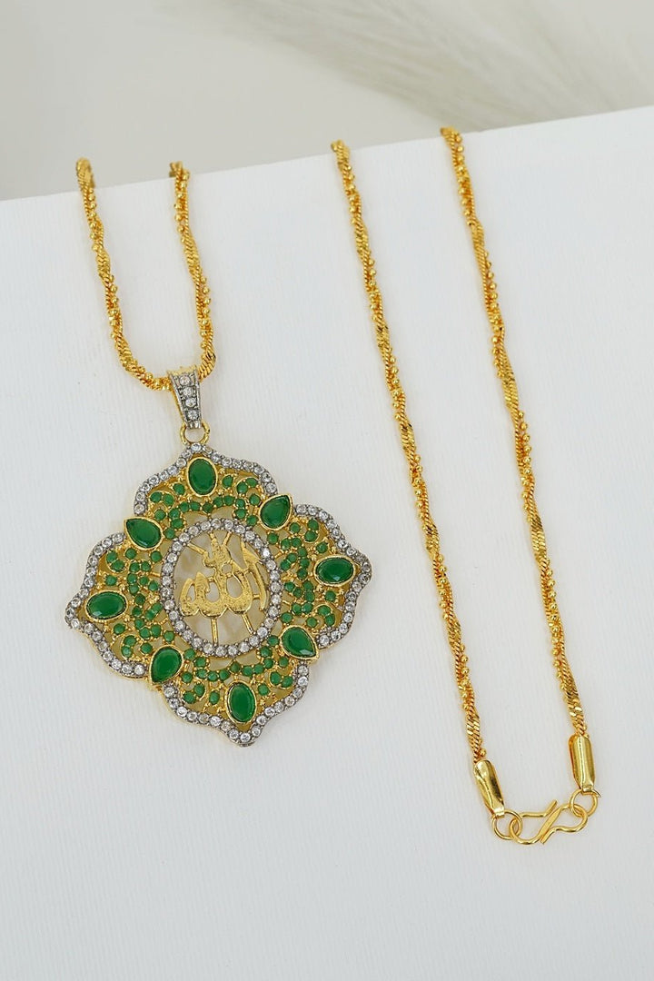 Zirconia Gold Plated Calligraphy Pendant - RS ZEVARS