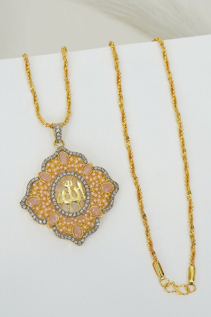 Zirconia Gold Plated Calligraphy Pendant - RS ZEVARS