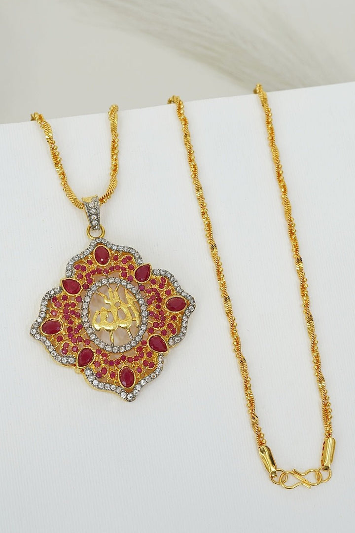 Zirconia Gold Plated Calligraphy Pendant - RS ZEVARS
