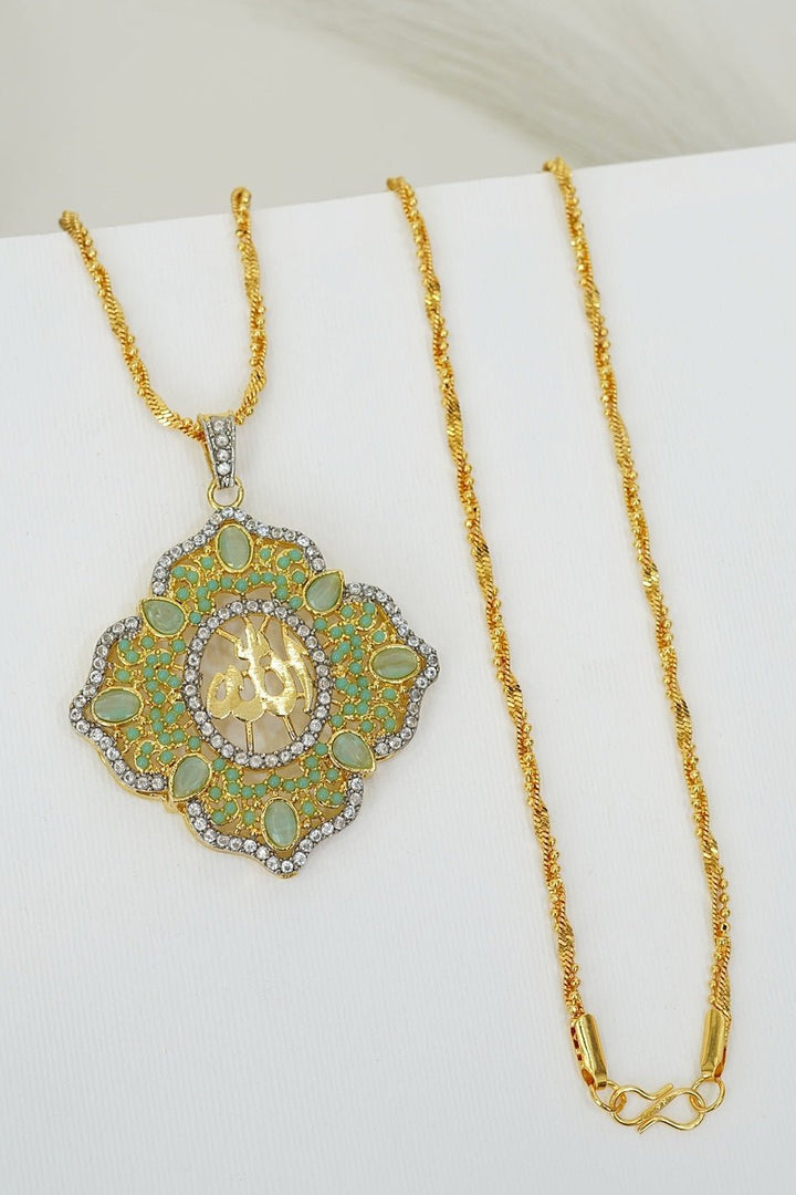 Zirconia Gold Plated Calligraphy Pendant - RS ZEVARS