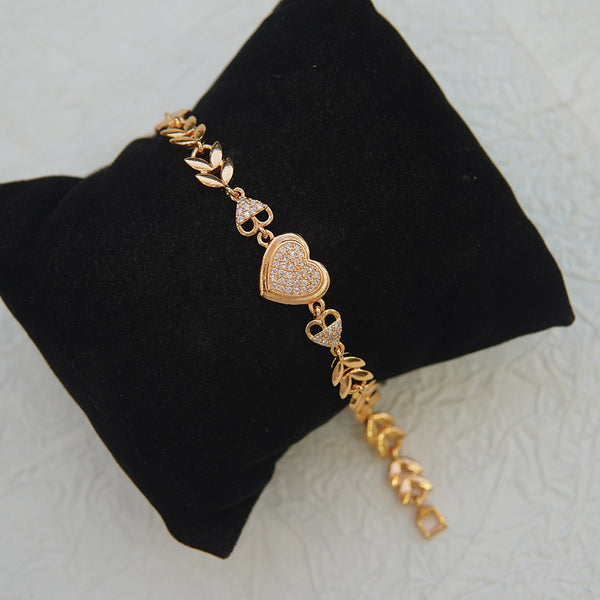 Zirconia Heart Design Rose - Gold Bracelet - RS ZEVARS