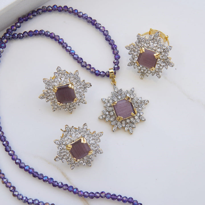 Zirconia Locket Set With Ring - RS ZEVARS