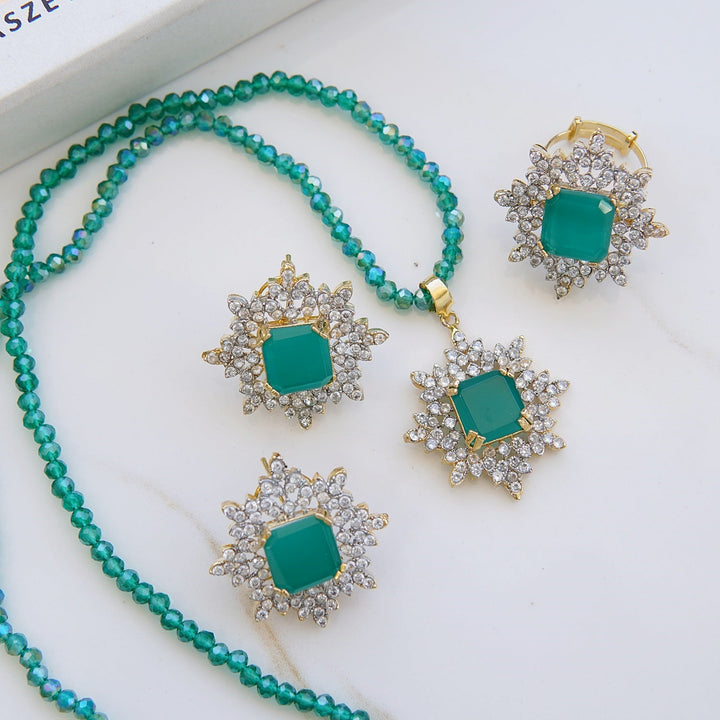 Zirconia Locket Set With Ring - RS ZEVARS
