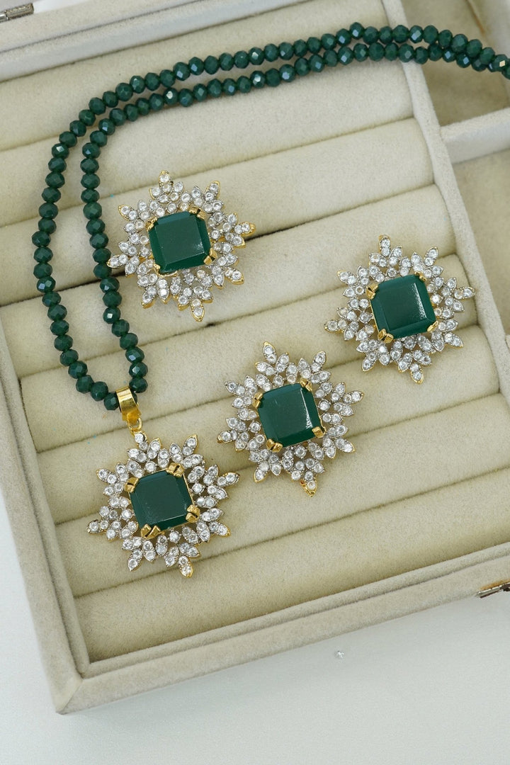 Zirconia Locket Set With Ring - RS ZEVARS