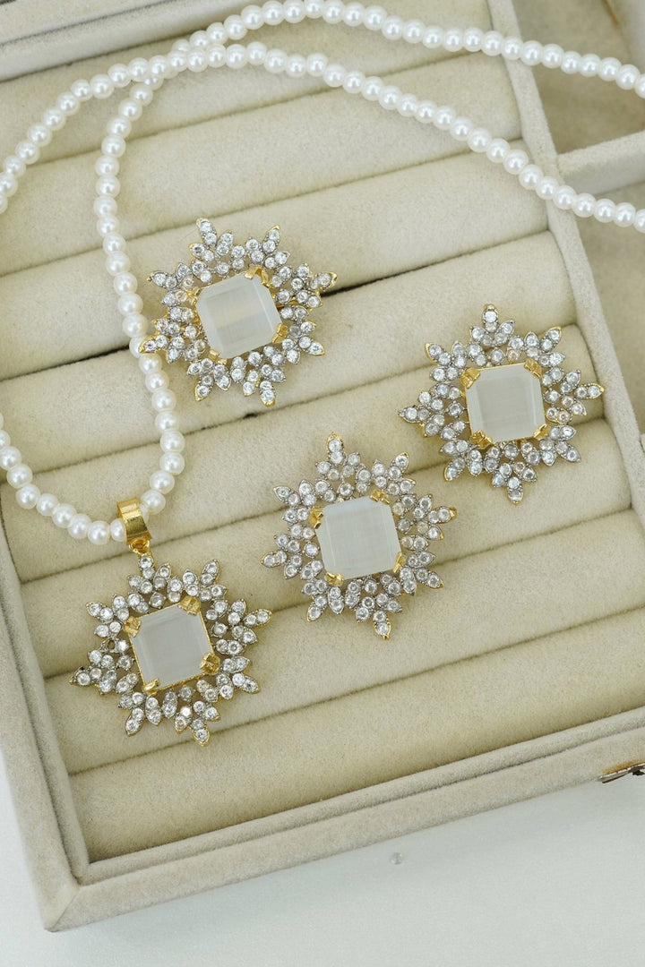 Zirconia Locket Set With Ring - RS ZEVARS