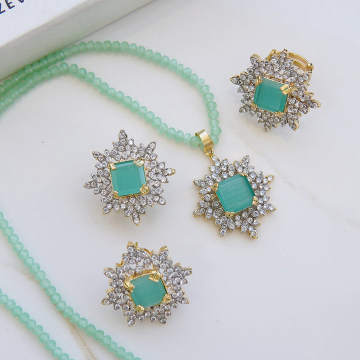 Zirconia Locket Set With Ring - RS ZEVARS