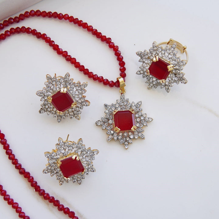 Zirconia Locket Set With Ring - RS ZEVARS
