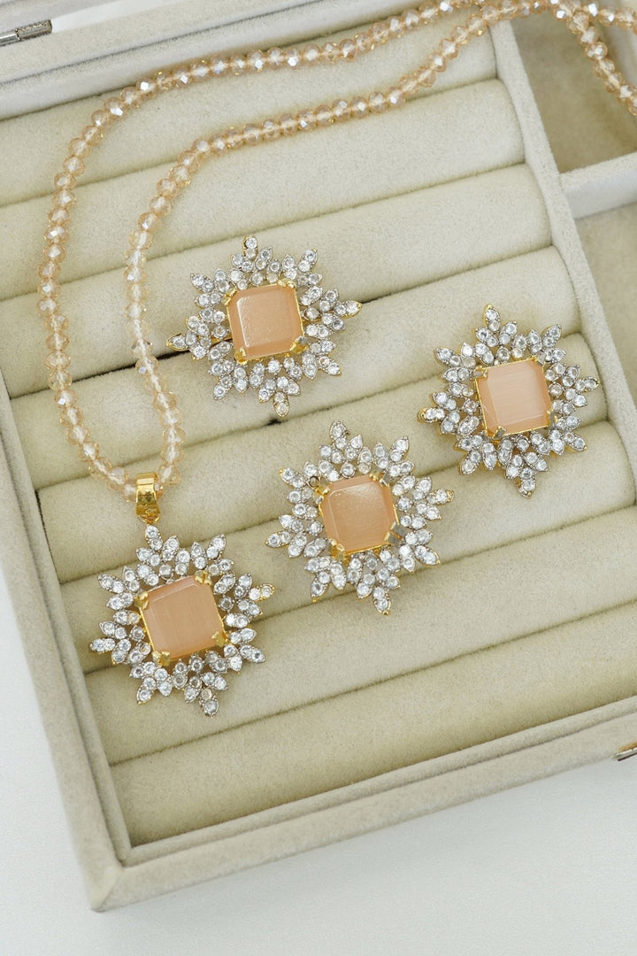 Zirconia Locket Set With Ring - RS ZEVARS