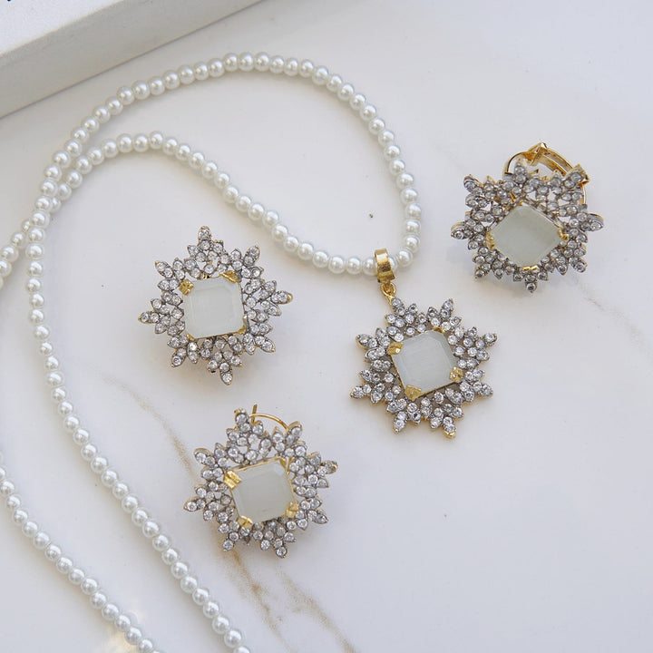 Zirconia Locket Set With Ring - RS ZEVARS