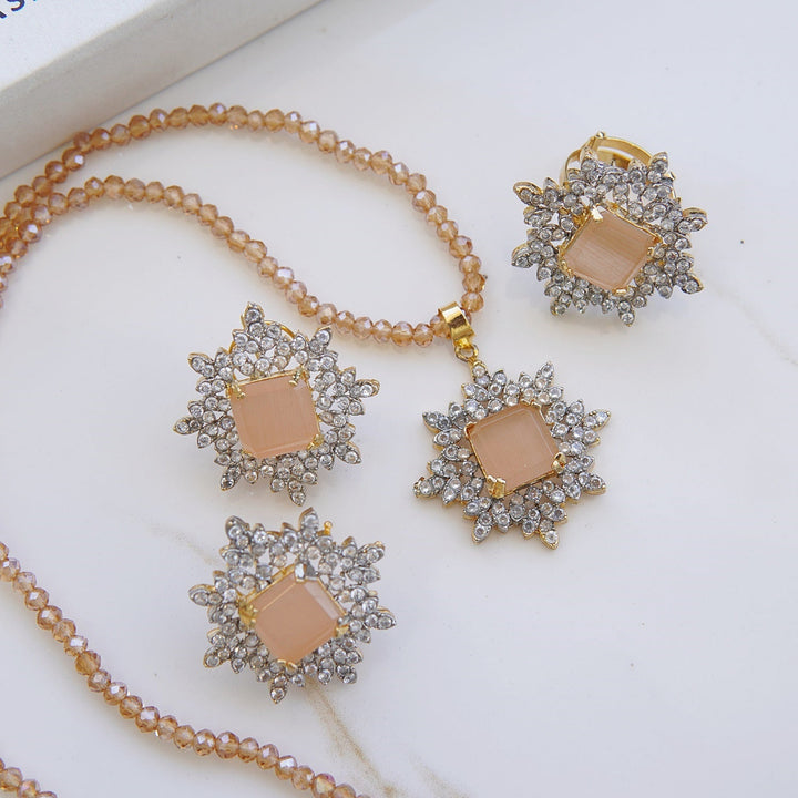 Zirconia Locket Set With Ring - RS ZEVARS
