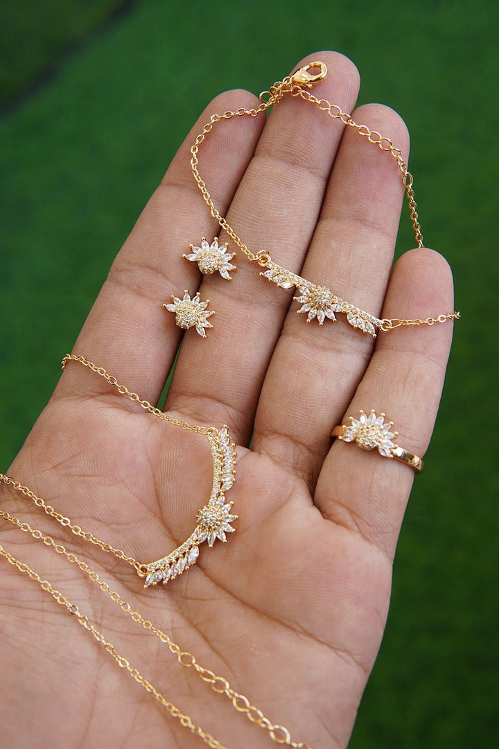 Zirconia Pendant Set With Bracelet & Ring - RS ZEVARS