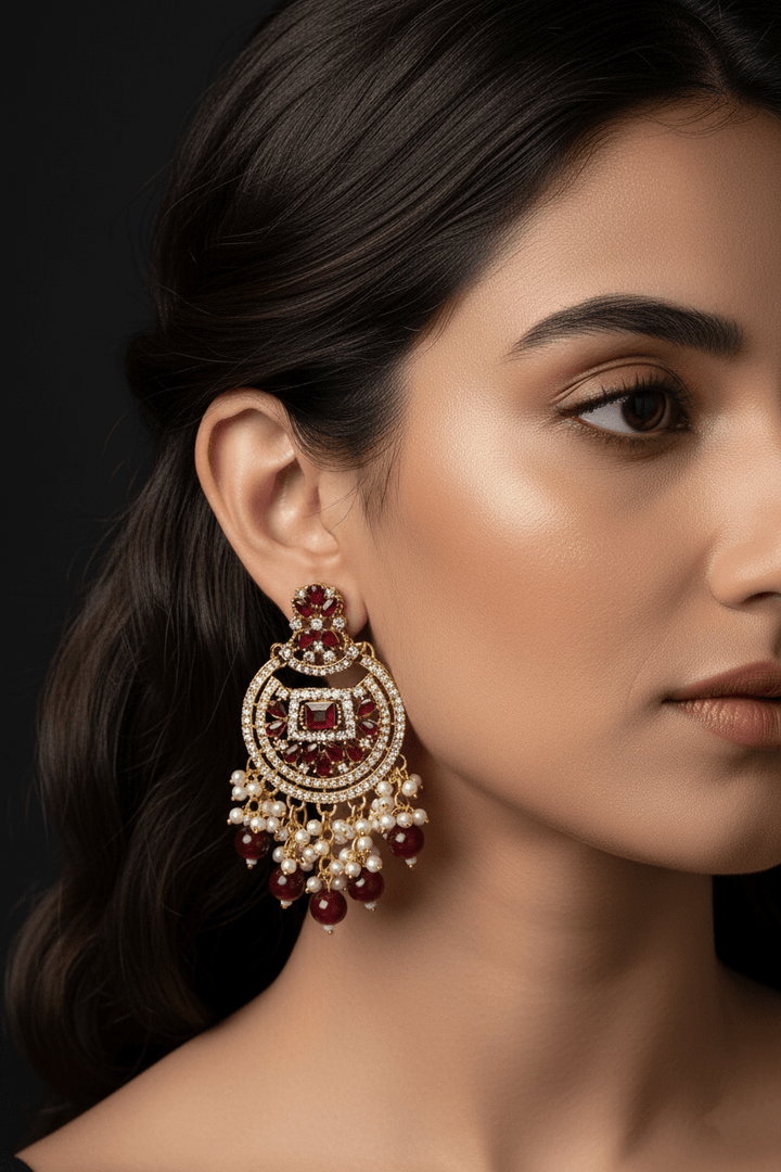 Zircons & Pearls Latkan Earrings - RS ZEVARS