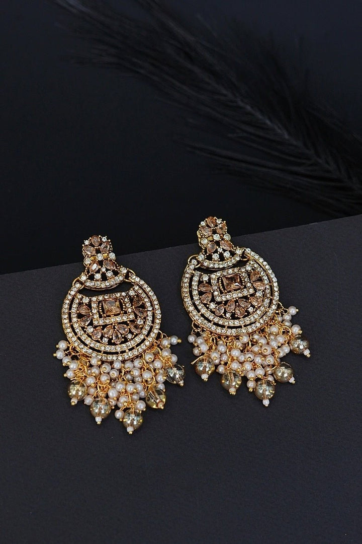 Zircons & Pearls Latkan Earrings - RS ZEVARS