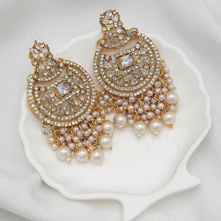 Zircons & Pearls Latkan Earrings - RS ZEVARS