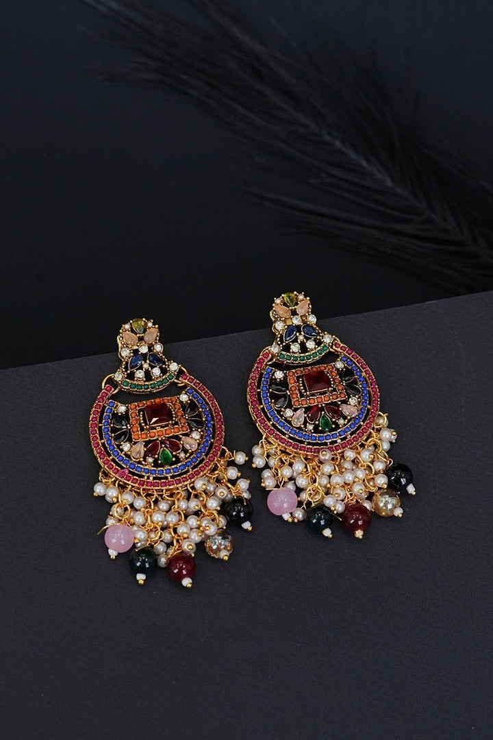 Zircons & Pearls Latkan Earrings - RS ZEVARS
