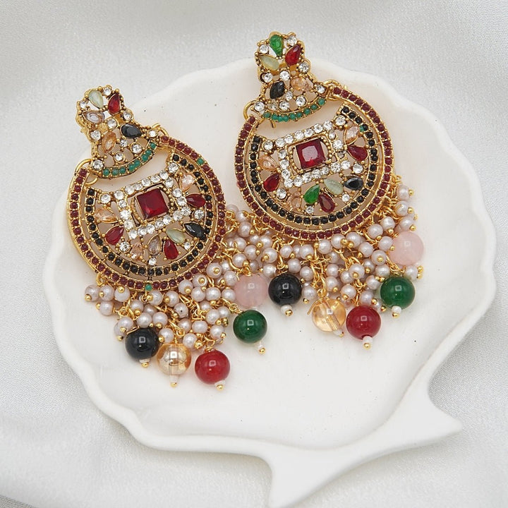 Zircons & Pearls Latkan Earrings - RS ZEVARS