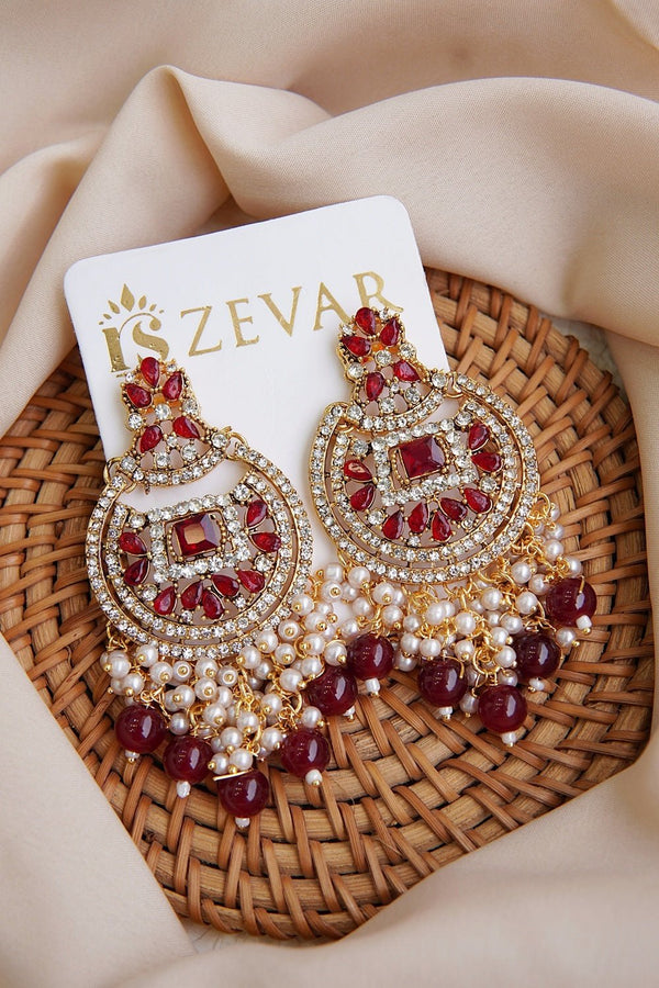 Zircons & Pearls Latkan Earrings - RS ZEVARS