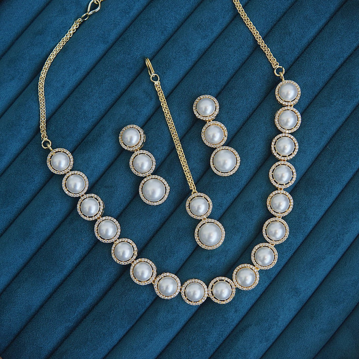 Zircons With Pearl Rani Necklace - RS ZEVARS