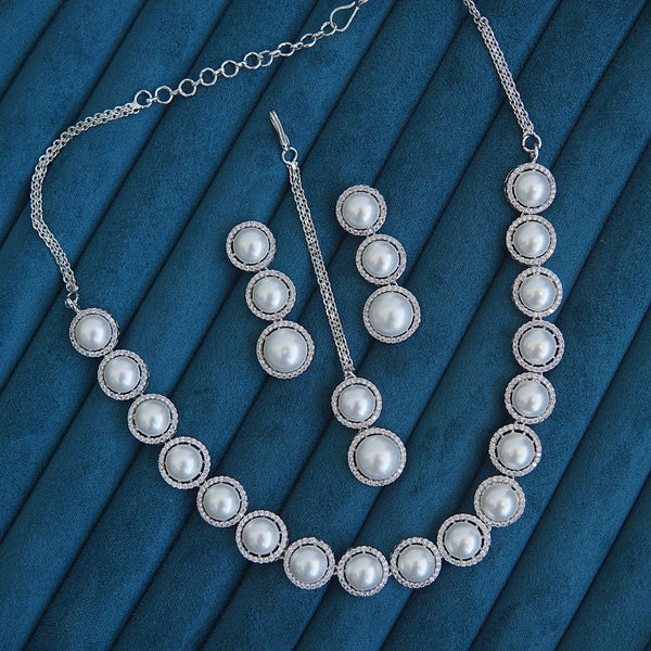 Zircons With Pearl Rani Necklace - RS ZEVARS