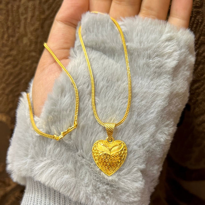 22K Gold Plated Locket Chain Heart Shape - RS ZEVARS