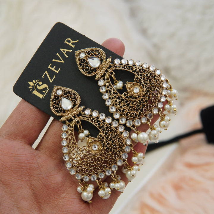 Antique Gold Design Earrings - RS ZEVARS