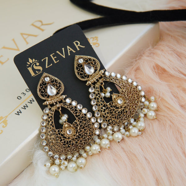 Antique Gold Design Earrings - RS ZEVARS