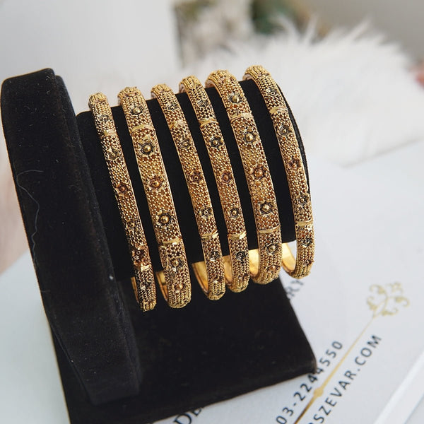 Antique Gold Plated 6 Pcs Bangles Set - RS ZEVARS