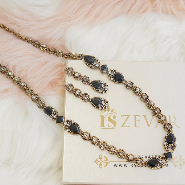 Antique Long Chain Stones Mala Set - RS ZEVARS