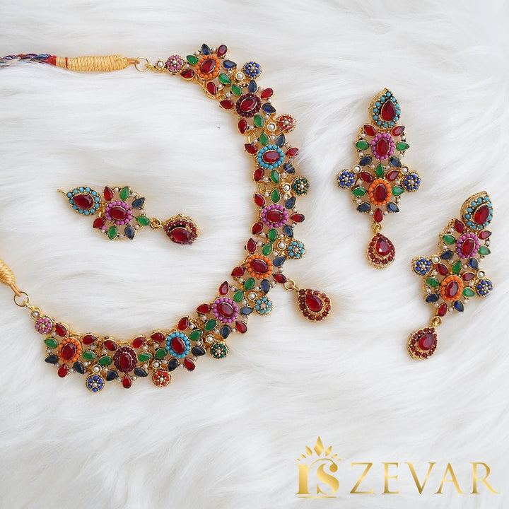 Antique Nauratan Necklace Set - RS ZEVARS