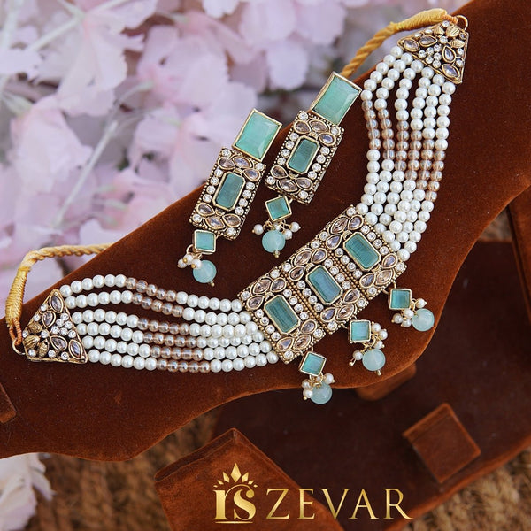 Antique Semi-Gem Guluband Set - RS ZEVARS