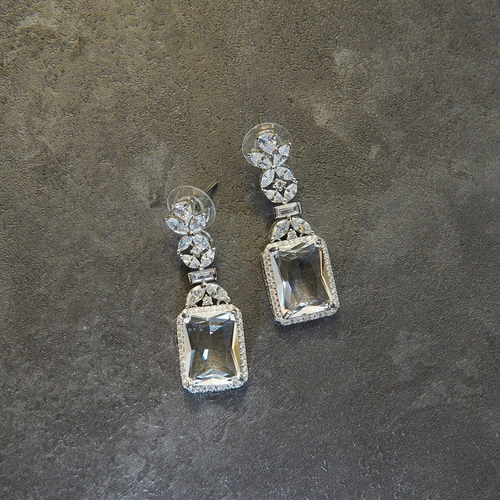Classic Glamour Cubic Zirconia Silver Dangle Earrings - RS ZEVARS