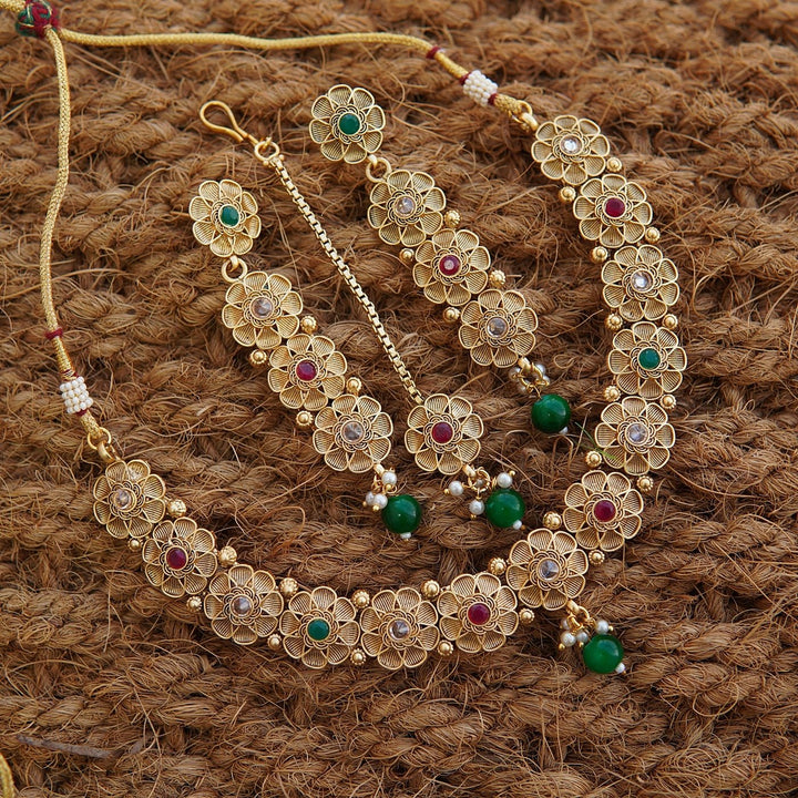 Copper Plated Rajwadi Necklace Set - RS ZEVARS